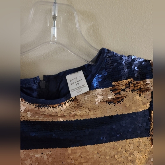 Peyton & Parker Blue Striped Sparkly Sequin Short Dress Girls Size 12 NWT - Picture 4 of 5